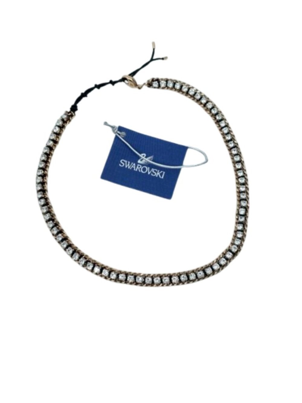 SWAROVSKI~Swan Signed~Venetie DOUBLE TENNIS BRACELET CHOKER CRYSTAL ROSE GOLD